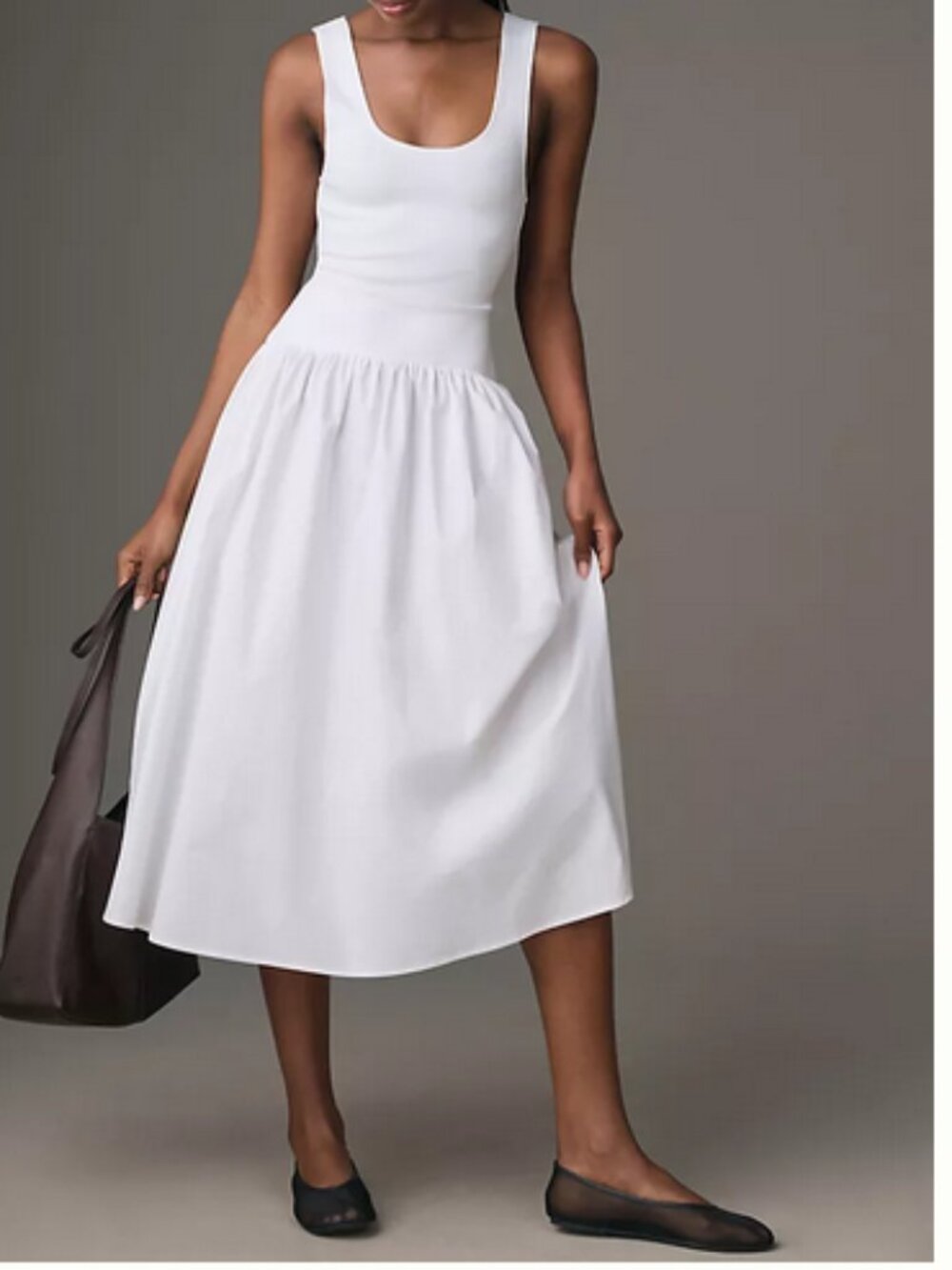 New! WeWoreWhat Scoop Tank Midi Dress In White Rib Size Small